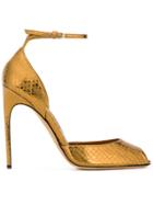 Brian Atwood Snakeskin-effect Sandals - Metallic