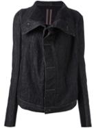 Rick Owens Drkshdw High Collar Denim Jacket, Women's, Size: Medium, Black, Cotton/acrylic/polyamide