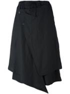 Yohji Yamamoto - Apron Cropped Trousers - Women - Linen/flax - 3, Women's, Black, Linen/flax