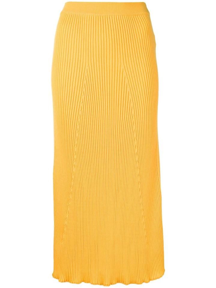 Sonia Rykiel Ribbed Midi Skirt - Yellow
