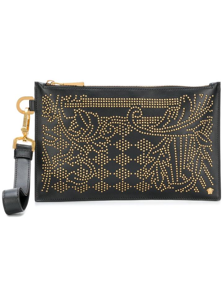 Versace Embellished Clutch - Black