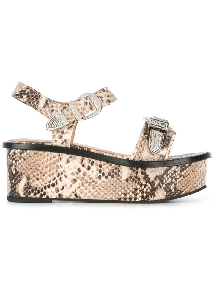 Toga Pulla Embossed Platform Sandals - Brown