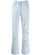 Balmain Embellished Cropped Jeans - Blue