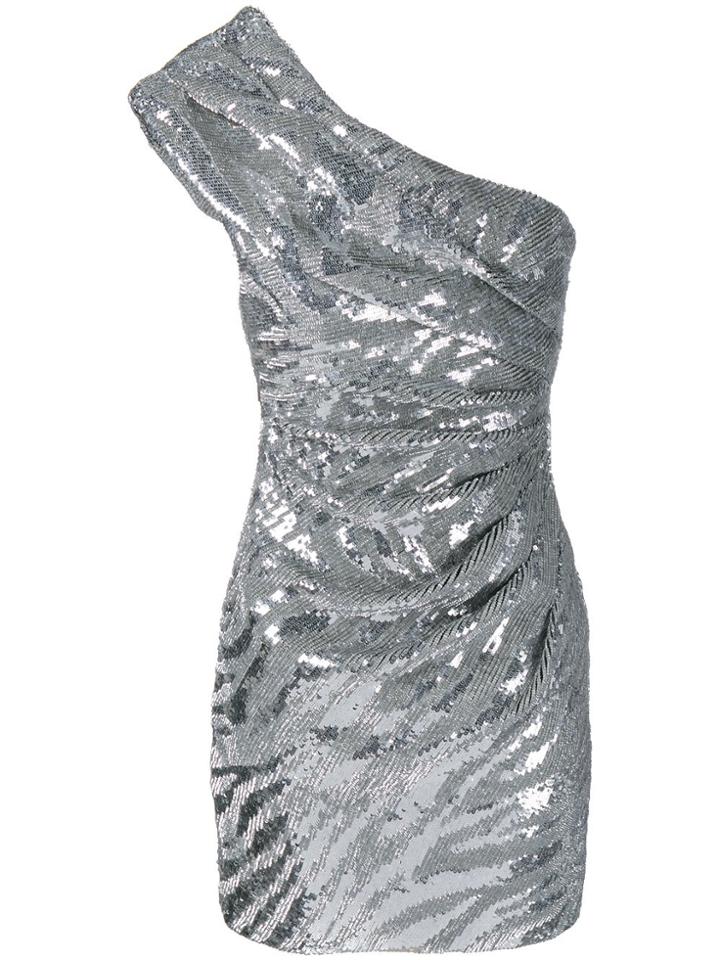 Saint Laurent Sequin Embellished One-shoulder Dress - Metallic