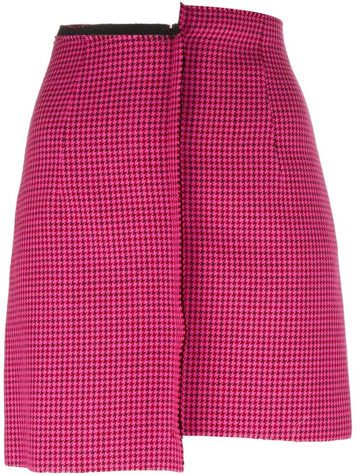 Yang Li Pied-de-poule Mismatched Mini Skirt, Women's, Size: 40, Pink/purple, Virgin Wool