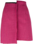 Yang Li Pied-de-poule Mismatched Mini Skirt, Women's, Size: 40, Pink/purple, Virgin Wool