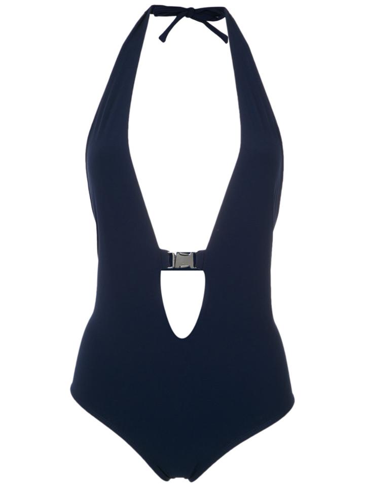 Gloria Coelho Plunging Neck Swimsuit - Blue