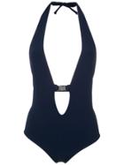 Gloria Coelho Plunging Neck Swimsuit - Blue