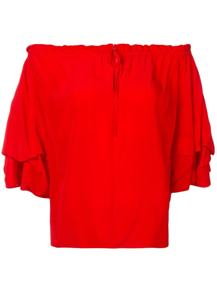 Dvf Diane Von Furstenberg Off The Shoulder Ruffle Sleeve Top - Red