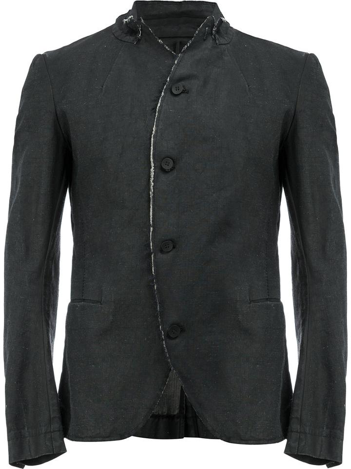 Masnada High Neck Blazer, Men's, Size: 48, Black, Cotton/linen/flax/resin