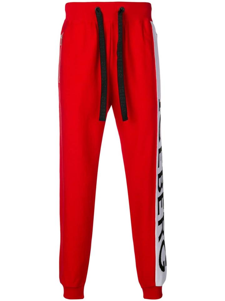 Iceberg Logo Stripe Track Trousers - Red