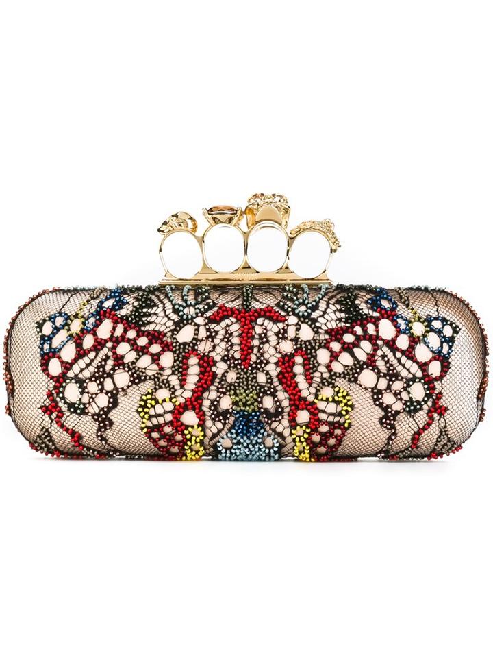 Alexander Mcqueen 'knuckle' Long Box Clutch, Women's, Pink/purple