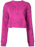 The Elder Statesman Printed Raw Cropped Sweatshirt - Pink