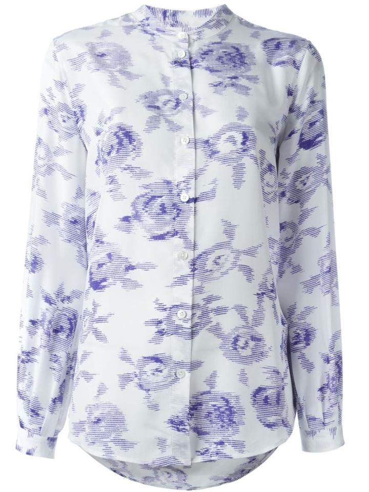 Equipment Rose Print Shirt, Women's, Size: Xs, Blue, Silk