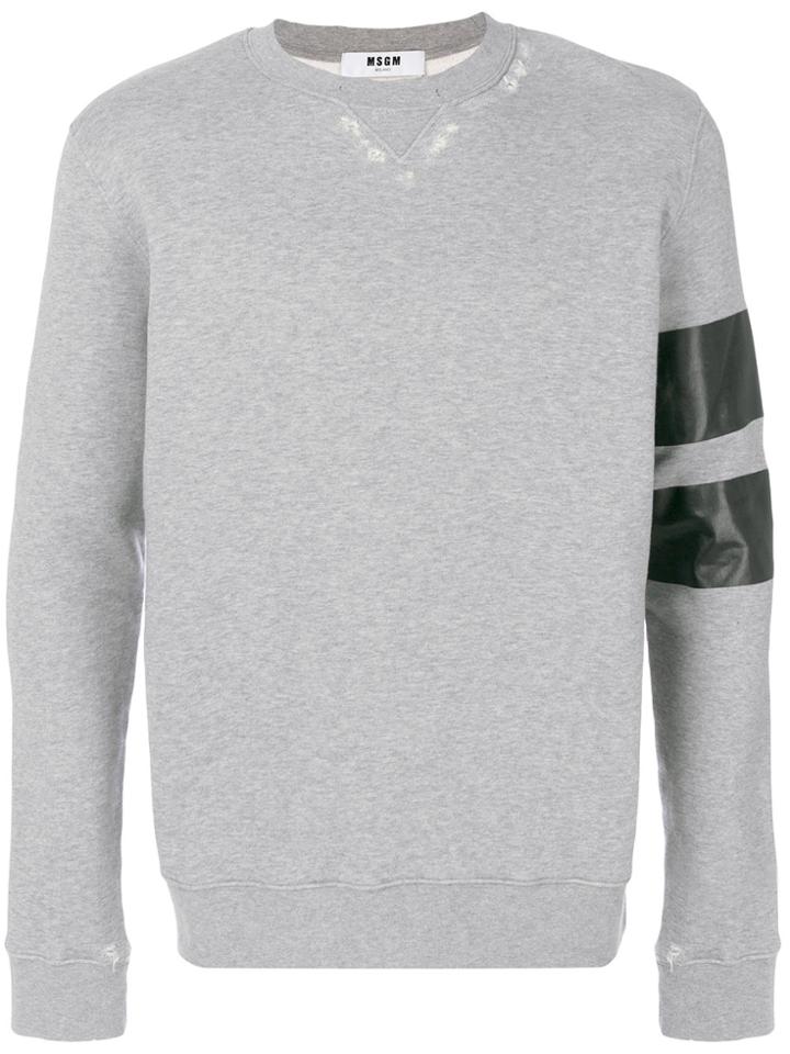 Msgm Stripe Sleeve Sweatshirt - Grey