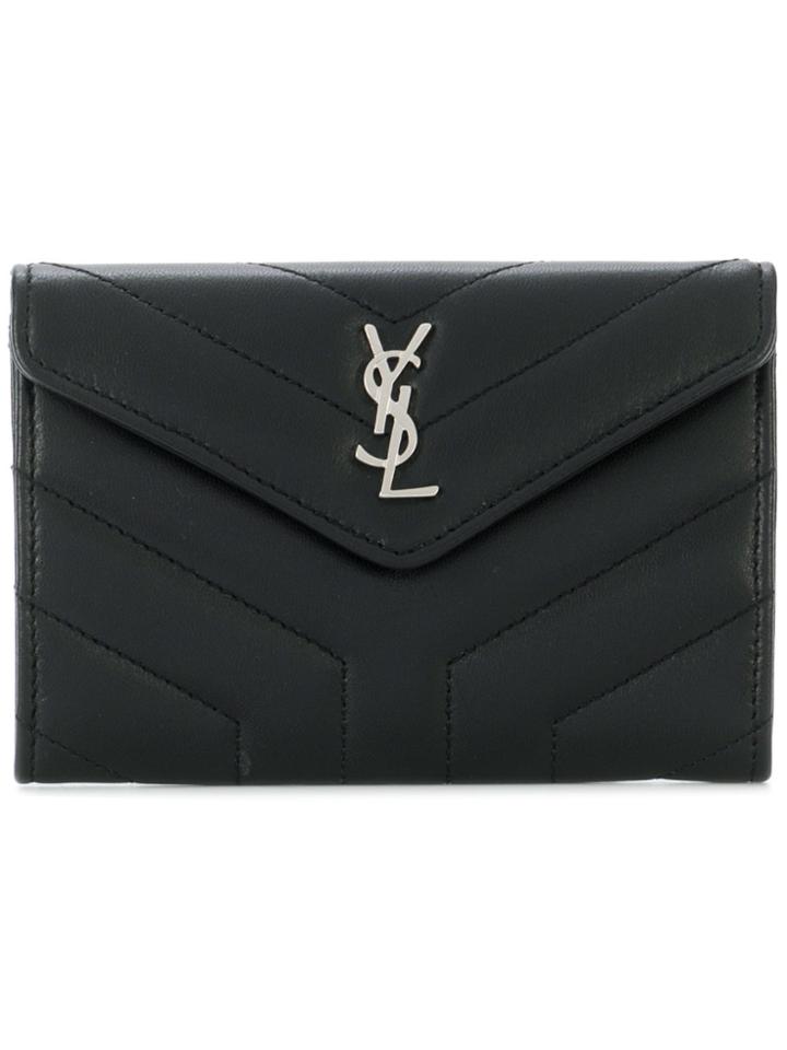 Saint Laurent Quilted Logo Purse - Black