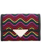 Sara Battaglia Elizabeth Waves Clutch, Women's, Black, Calf Leather/polyester