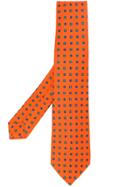Kiton Floral Print Tie - Orange
