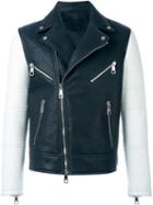 Neil Barrett Colour Block Biker Jacket, Men's, Size: Xl, Blue, Leather