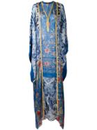 Roberto Cavalli Floral Print Kaftan Dress, Women's, Size: 38, Blue, Silk