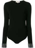 Michael Kors Embellished Cuff Bodysuit - Black