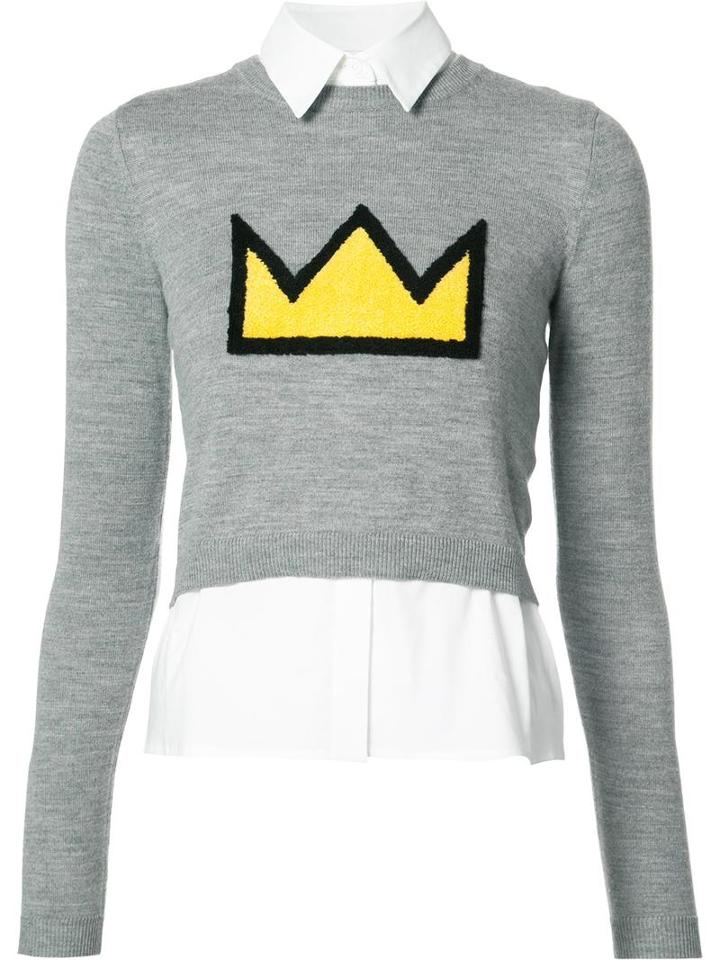 Alice+olivia Layered Shirt Jumper, Women's, Size: Xs, Grey, Spandex/elastane/polyester/cotton/wool