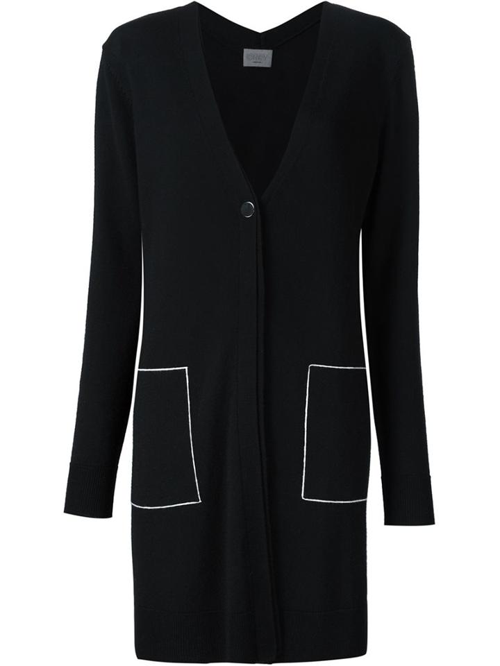 Grey Jason Wu V-neck Long Cardigan, Women's, Size: Small, Black, Merino