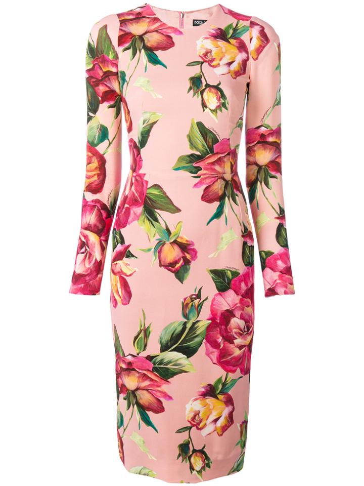 Dolce & Gabbana Rose Print Dress - Pink & Purple