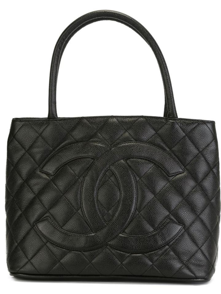 Chanel Vintage Cc Logo Quilted Tote, Black