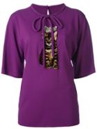 Dolce & Gabbana Kitty Patch Blouse, Women's, Size: 44, Pink/purple, Viscose/silk/spandex/elastane