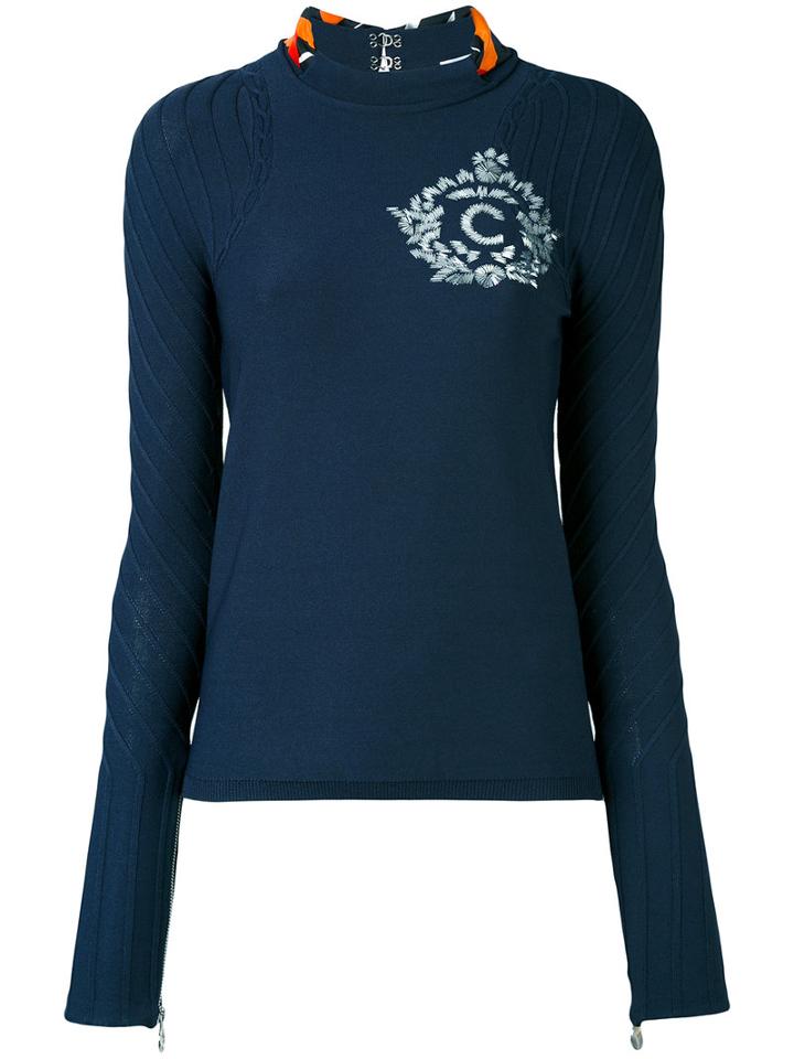 Carven - Open Back Blouse - Women - Viscose/nylon/silk - L, Blue, Viscose/nylon/silk