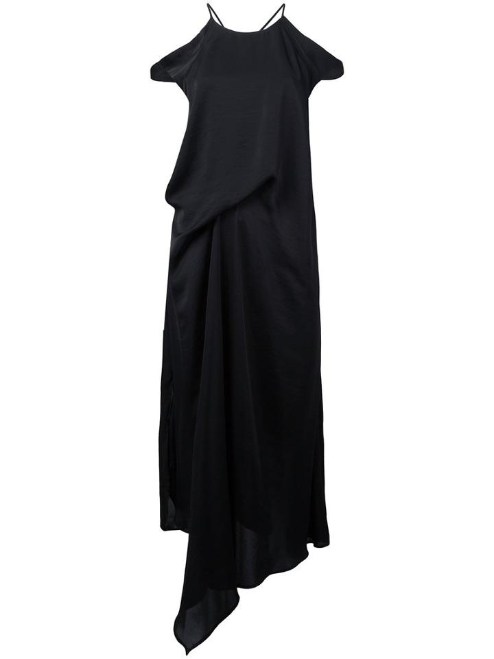 Christian Wijnants - Cutout Shoulder Draped Dress - Women - Polyester - 38, Black, Polyester