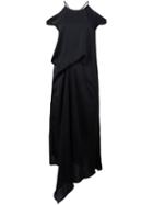 Christian Wijnants - Cutout Shoulder Draped Dress - Women - Polyester - 38, Black, Polyester