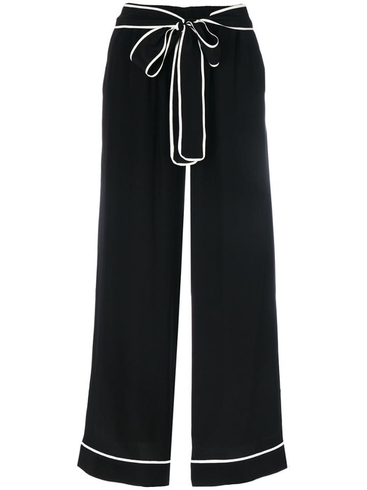 Gold Hawk Wide-leg Tie Waist Pants - Black