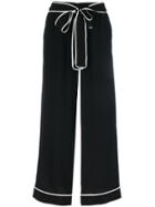 Gold Hawk Wide-leg Tie Waist Pants - Black