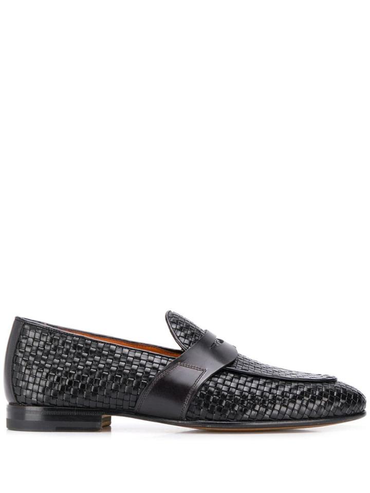 Santoni Woven Loafers - Black