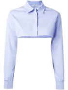 Nina Ricci - Cropped Shirt - Women - Cotton - 38, Blue, Cotton