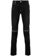 Philipp Plein - Zipped Knee Skinny Jeans - Men - Cotton/spandex/elastane - 32, Black, Cotton/spandex/elastane