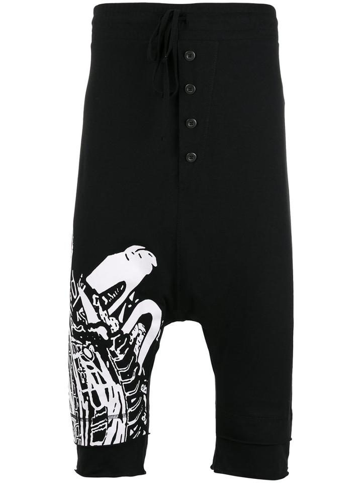 Barbara I Gongini Abstract Print Drop-crotch Shorts, Men's, Size: 50, Black, Cotton