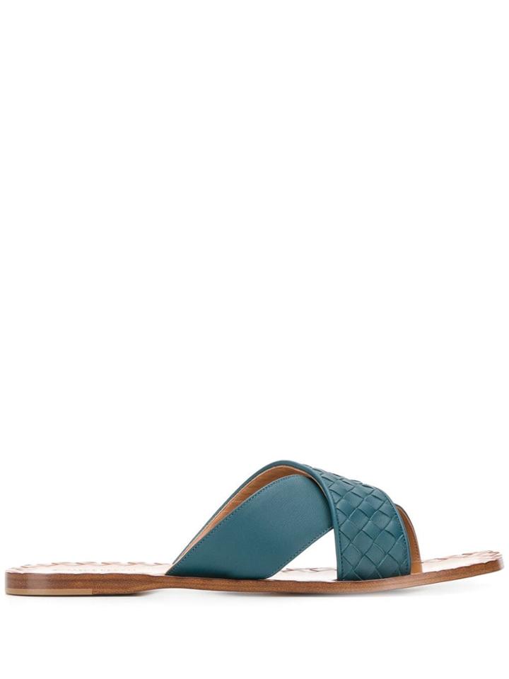 Bottega Veneta Ravello Criss-cross Slides - Blue
