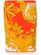 Versace Vintage Baroque Print Skirt - Yellow & Orange