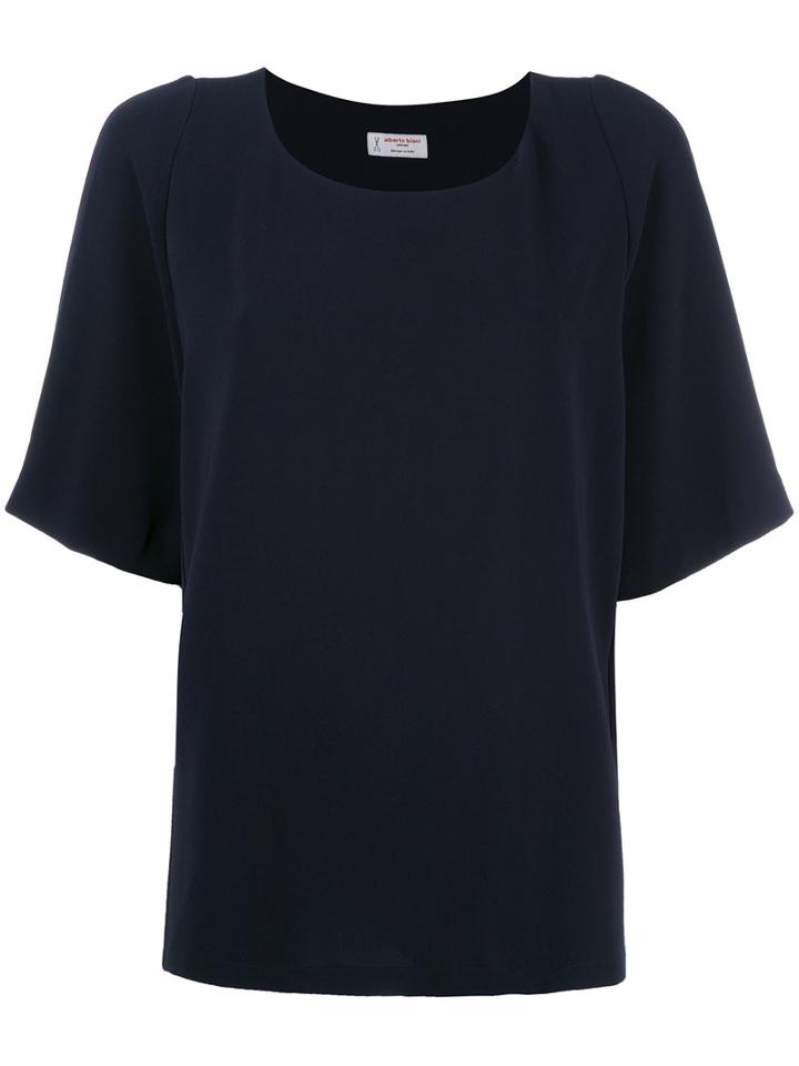 Alberto Biani - Pleated Back T-shirt - Women - Polyester/triacetate - 40, Women's, Blue, Polyester/triacetate