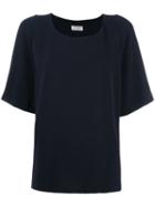 Alberto Biani - Pleated Back T-shirt - Women - Polyester/triacetate - 40, Women's, Blue, Polyester/triacetate