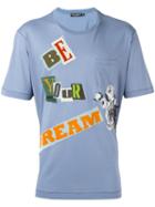 Dolce & Gabbana Be Your Dream Patch T-shirt, Men's, Size: 44, Blue, Cotton/silk