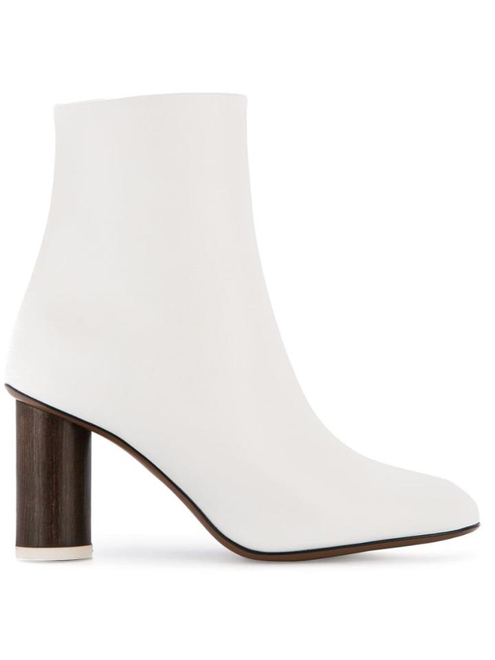 Neous Wood Heel Boots - White