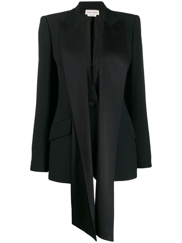 Alexander Mcqueen Silk Ribbon Embellished Blazer - Black