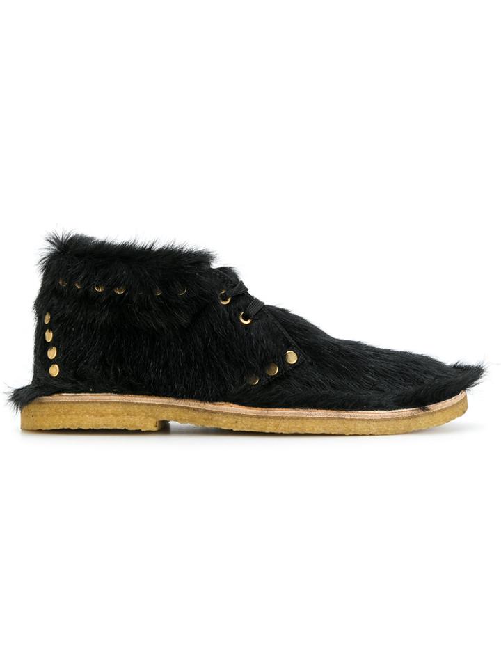 Prada Calf Hair Desert Boots - Black
