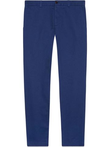Gucci Pantalone Chino In Drill Di Cotone - Blue