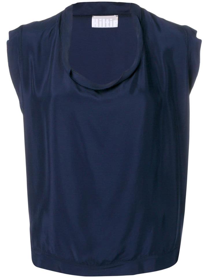 Kiltie Draped Neck Top - Blue