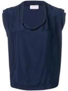 Kiltie Draped Neck Top - Blue